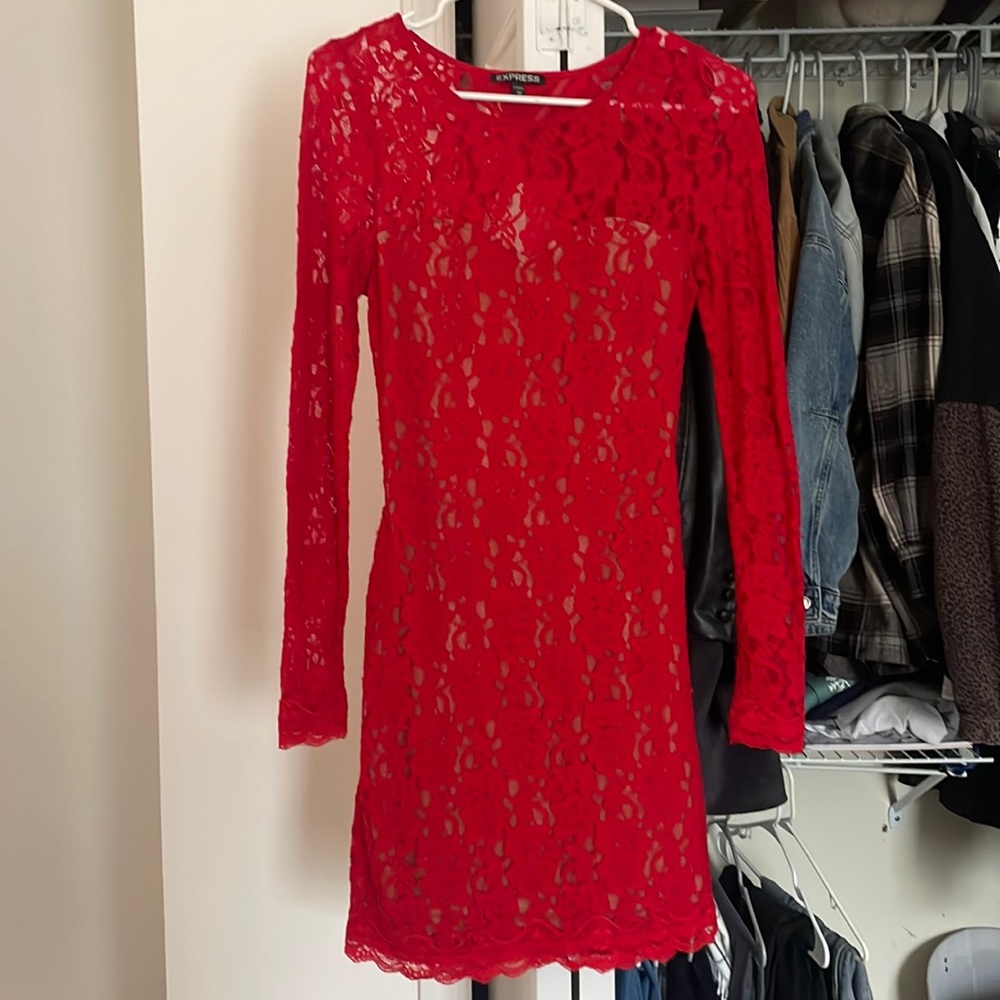 Red lace dress